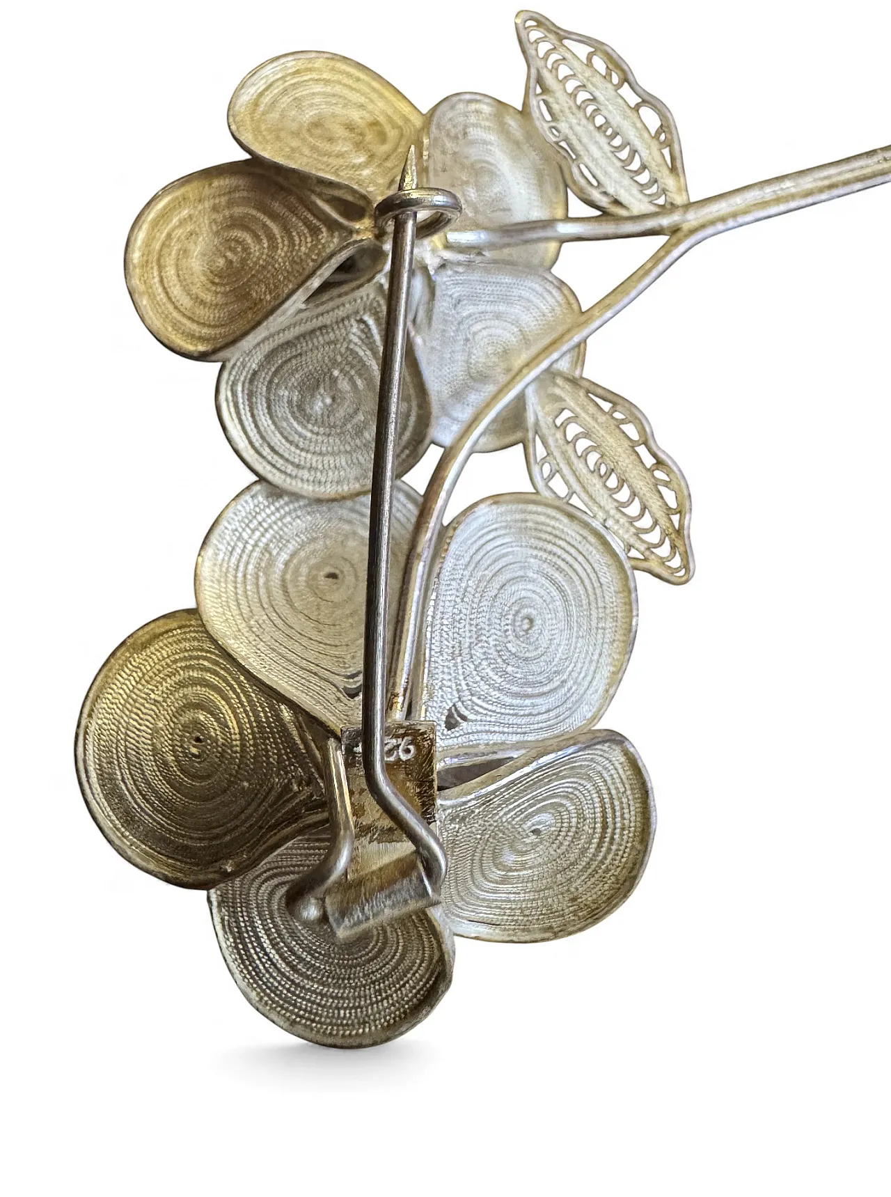 Spilla argento con motivi floreali, anni '70 4