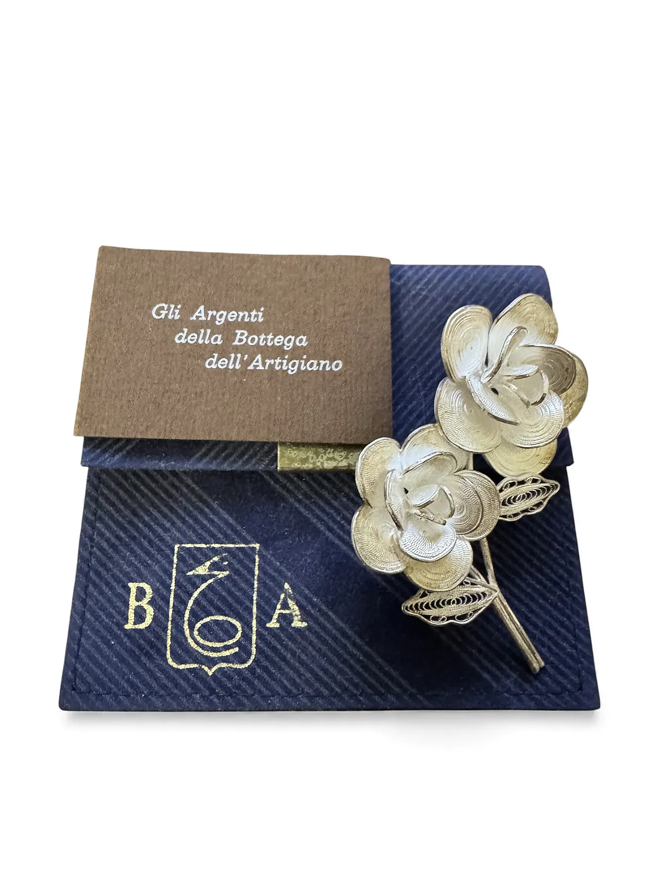 Spilla argento con motivi floreali, anni '70 5