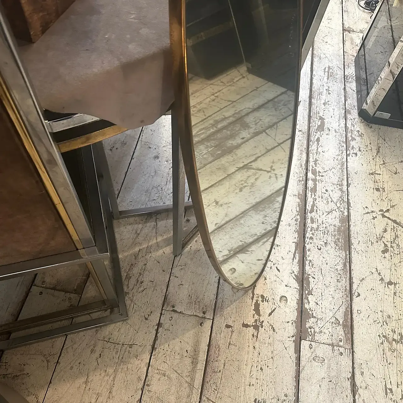 Specchio da parete ovale in ottone stile Gio Ponti, anni '50 9