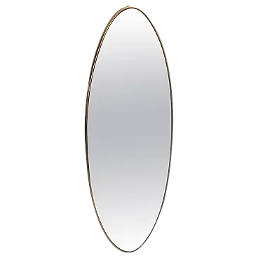 Gio Ponti style oval brass wall mirror, 1950s