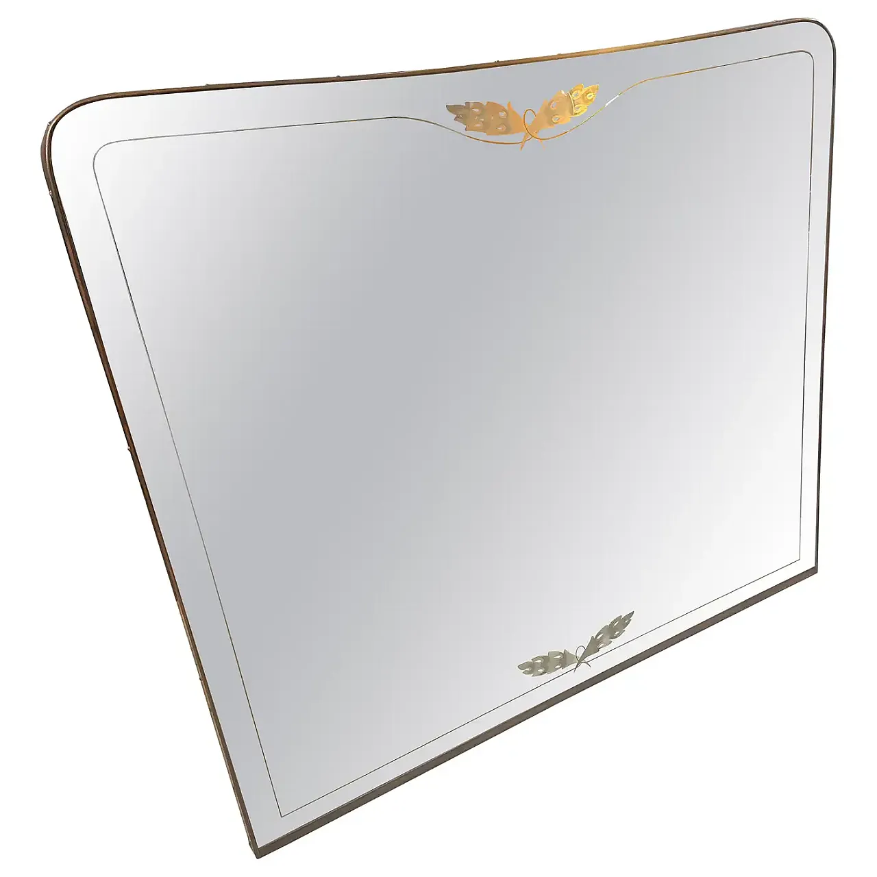 Brass and etched glass wall in Gio Ponti style, 1950s 1