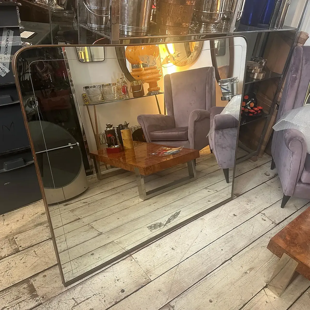 Brass and etched glass wall in Gio Ponti style, 1950s 2