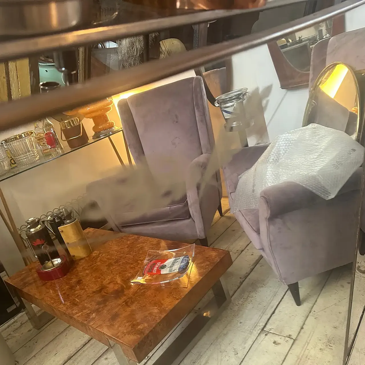 Brass and etched glass wall in Gio Ponti style, 1950s 5