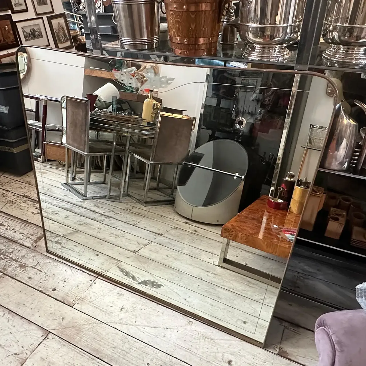 Brass and etched glass wall in Gio Ponti style, 1950s 12