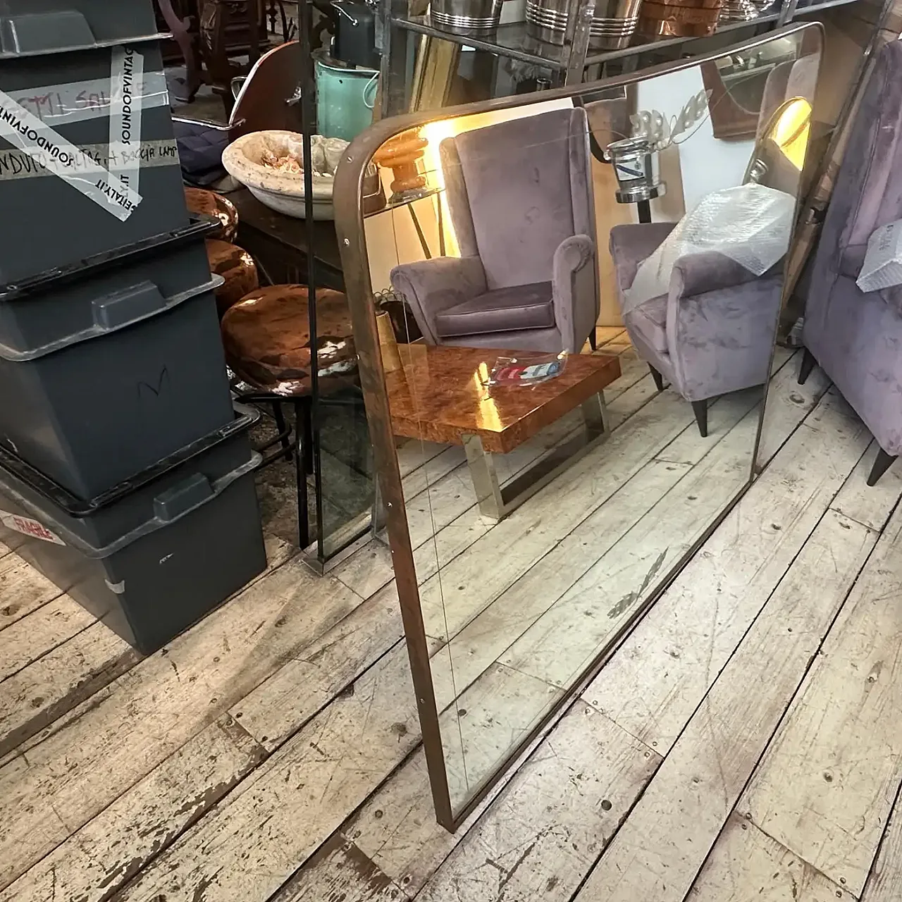 Brass and etched glass wall in Gio Ponti style, 1950s 14