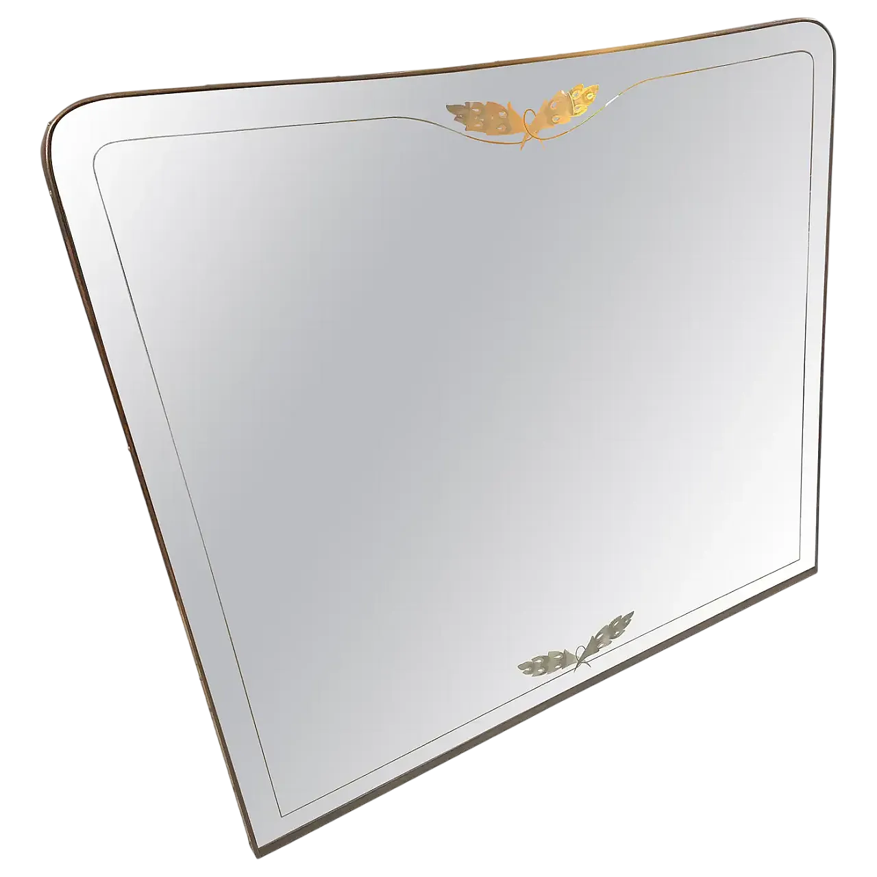 Brass and etched glass wall in Gio Ponti style, 1950s 15