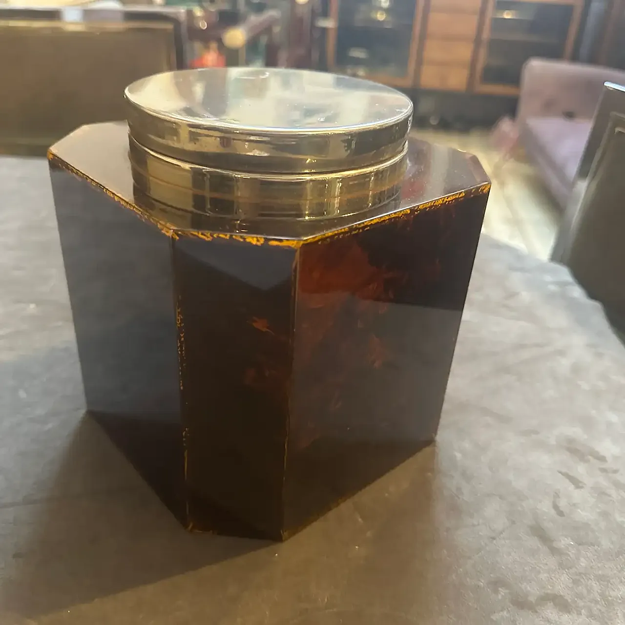 Secchiello per il ghiaccio in lucite finto tartarugato, anni '70 2