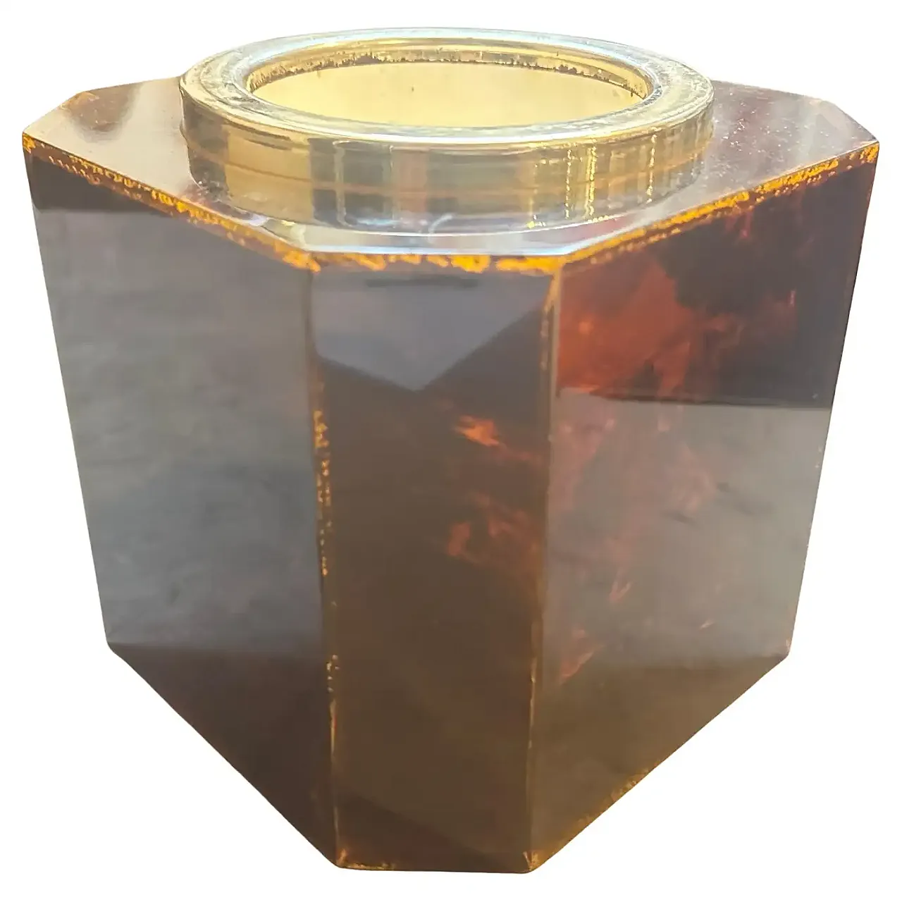 Secchiello per il ghiaccio in lucite finto tartarugato, anni '70 3