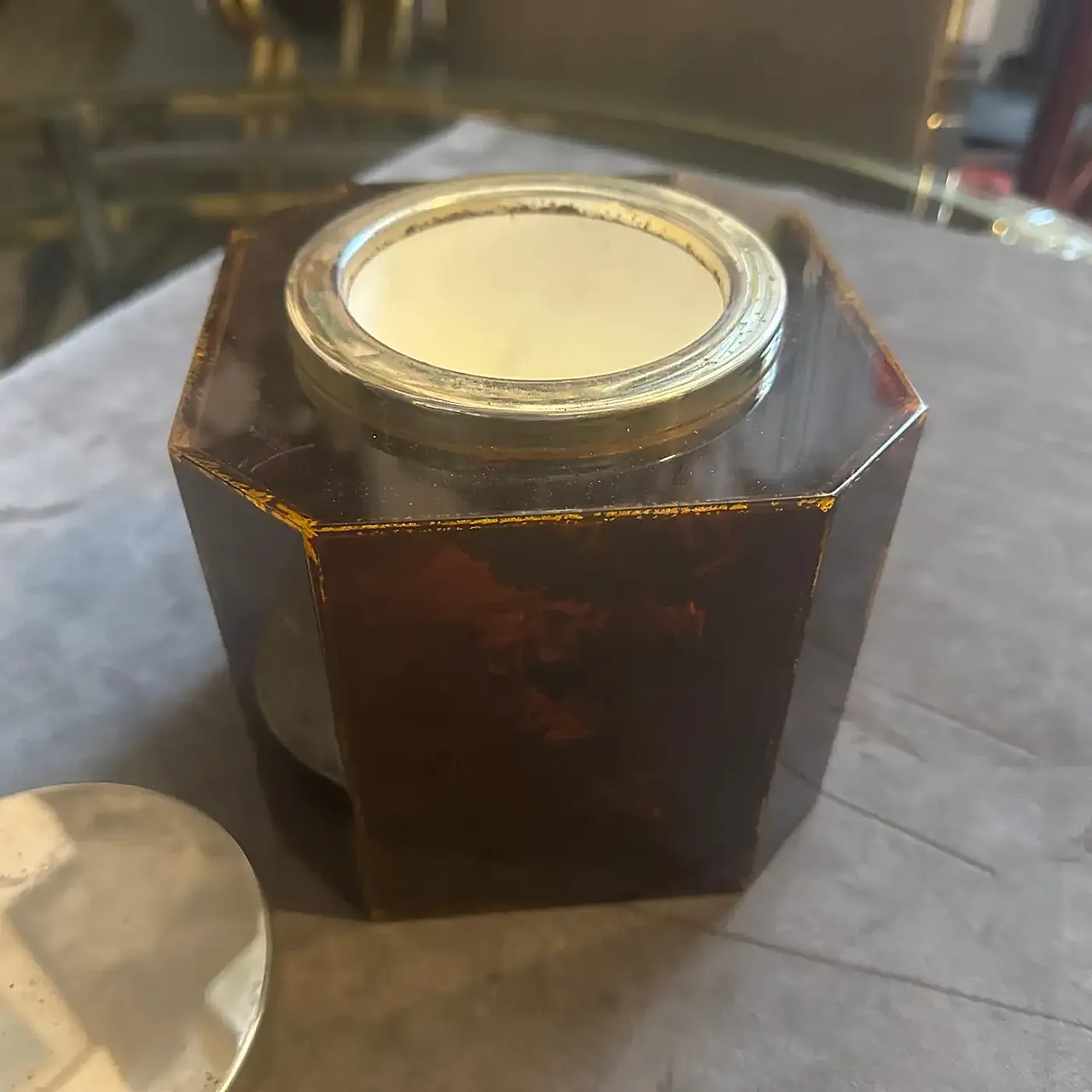 Secchiello per il ghiaccio in lucite finto tartarugato, anni '70 6