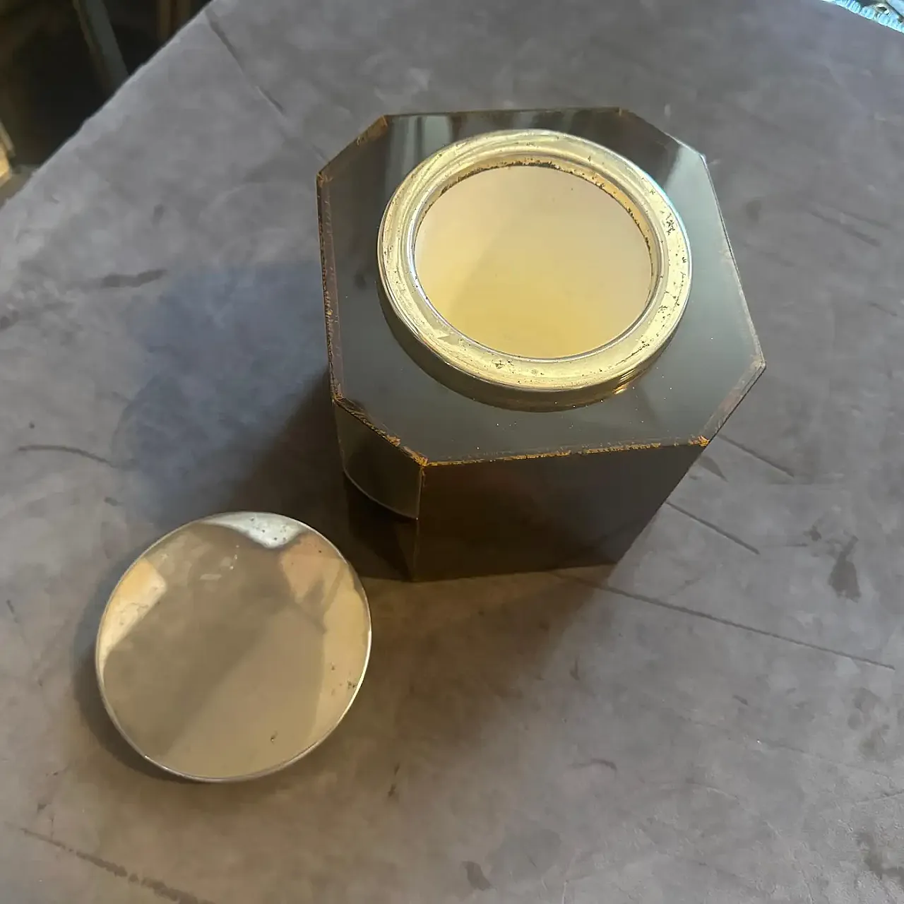 Secchiello per il ghiaccio in lucite finto tartarugato, anni '70 8