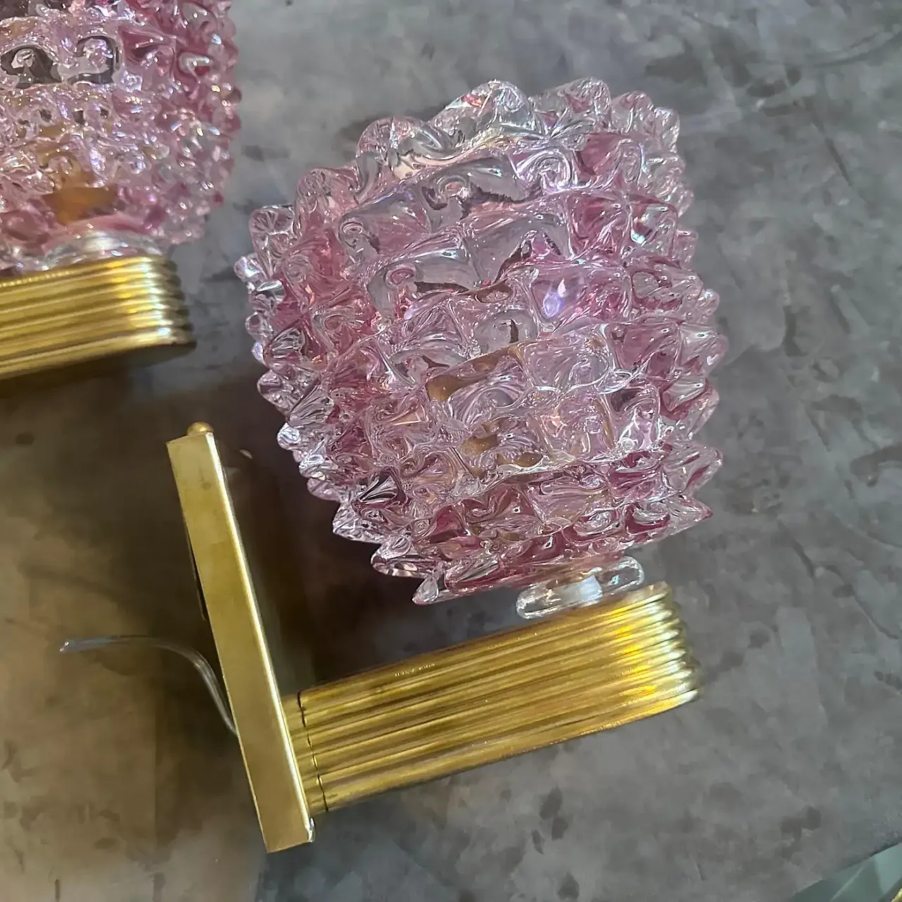 Coppia di applique in stile Barovier in vetro di Murano, anni '90 2