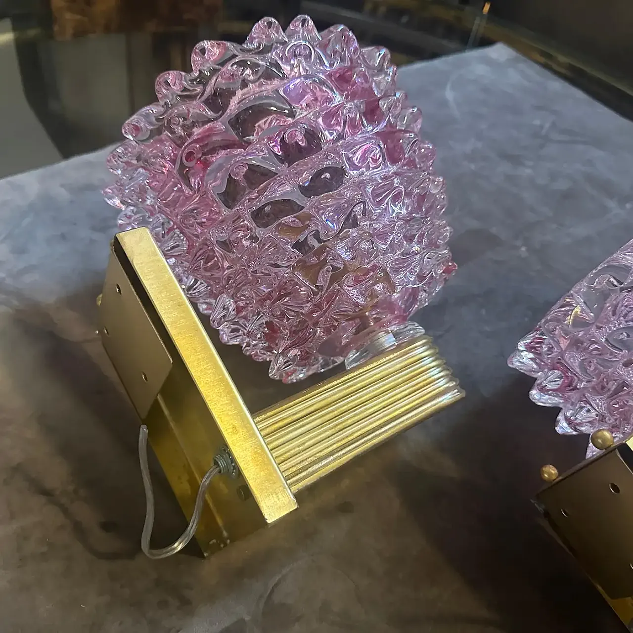 Coppia di applique in stile Barovier in vetro di Murano, anni '90 9