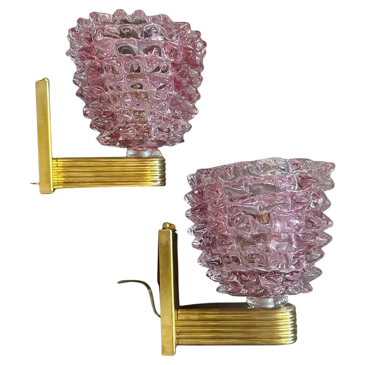 Coppia di applique in stile Barovier in vetro di Murano, anni '90 16