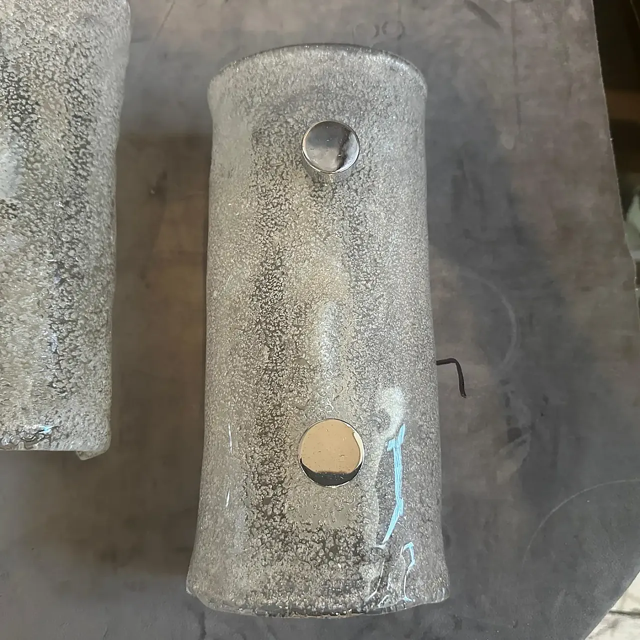 Coppia di applique in vetro di Murano Pulegoso, anni '70 5