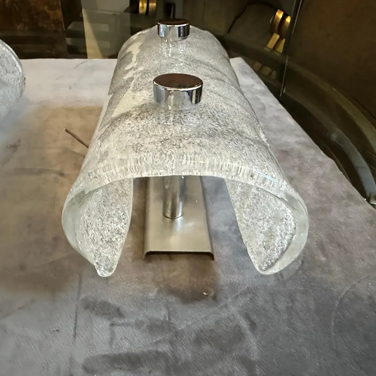 Coppia di applique in vetro di Murano Pulegoso, anni '70 8