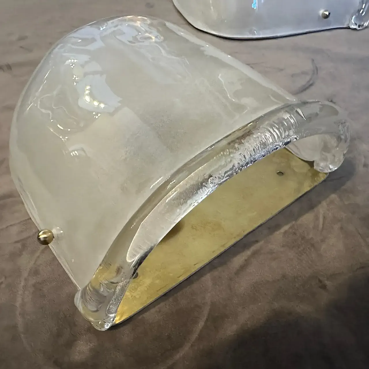 Coppia di applique da parete in vetro di Murano e ottone, anni '90 6