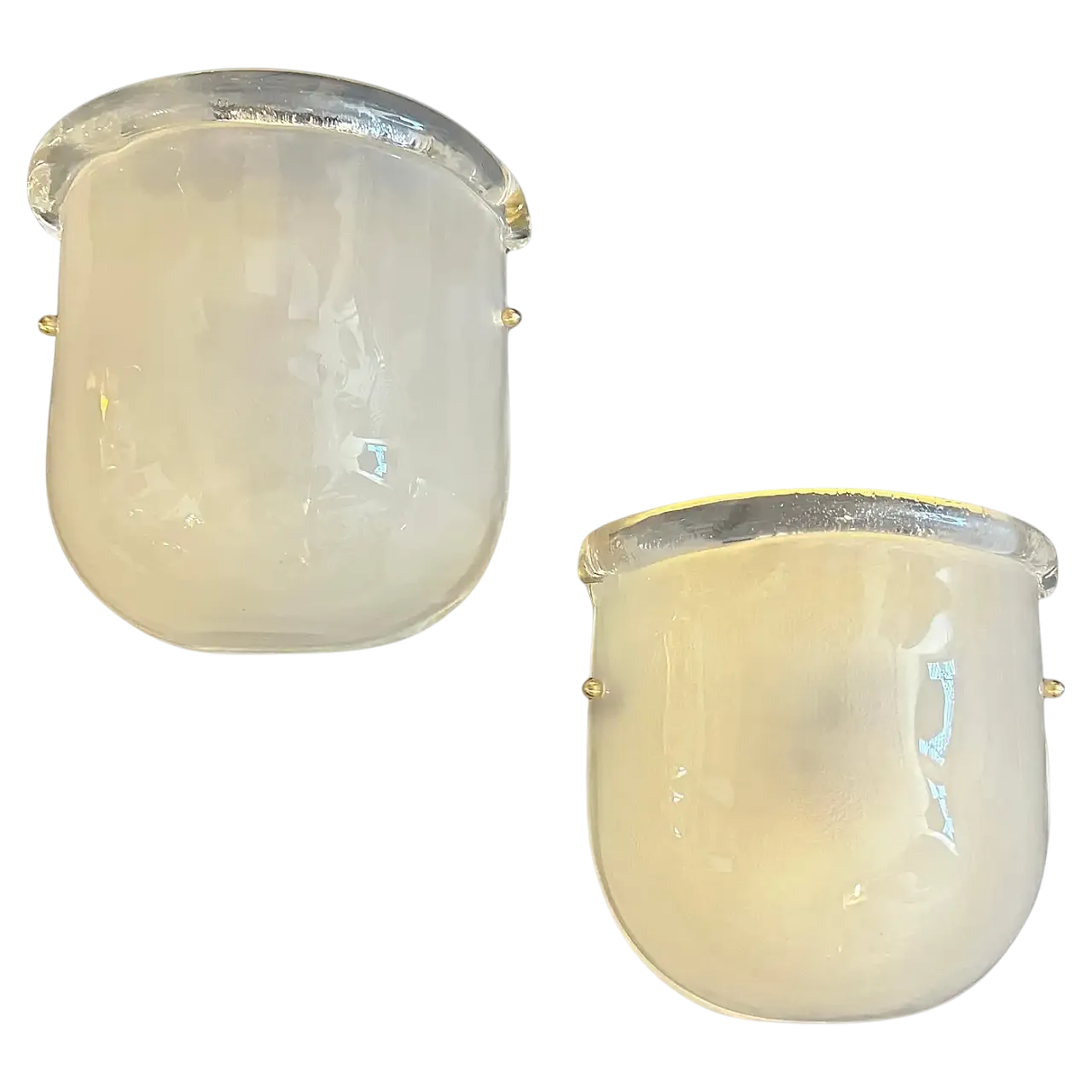 Coppia di applique da parete in vetro di Murano e ottone, anni '90 9