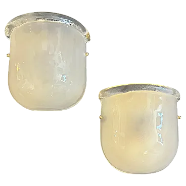 Pair of Murano glass and brass wall sconces, 1990s