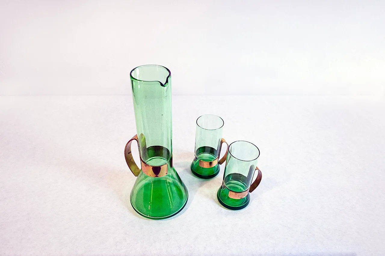 Brocca con due bicchieri di Seguso, anni '50 3