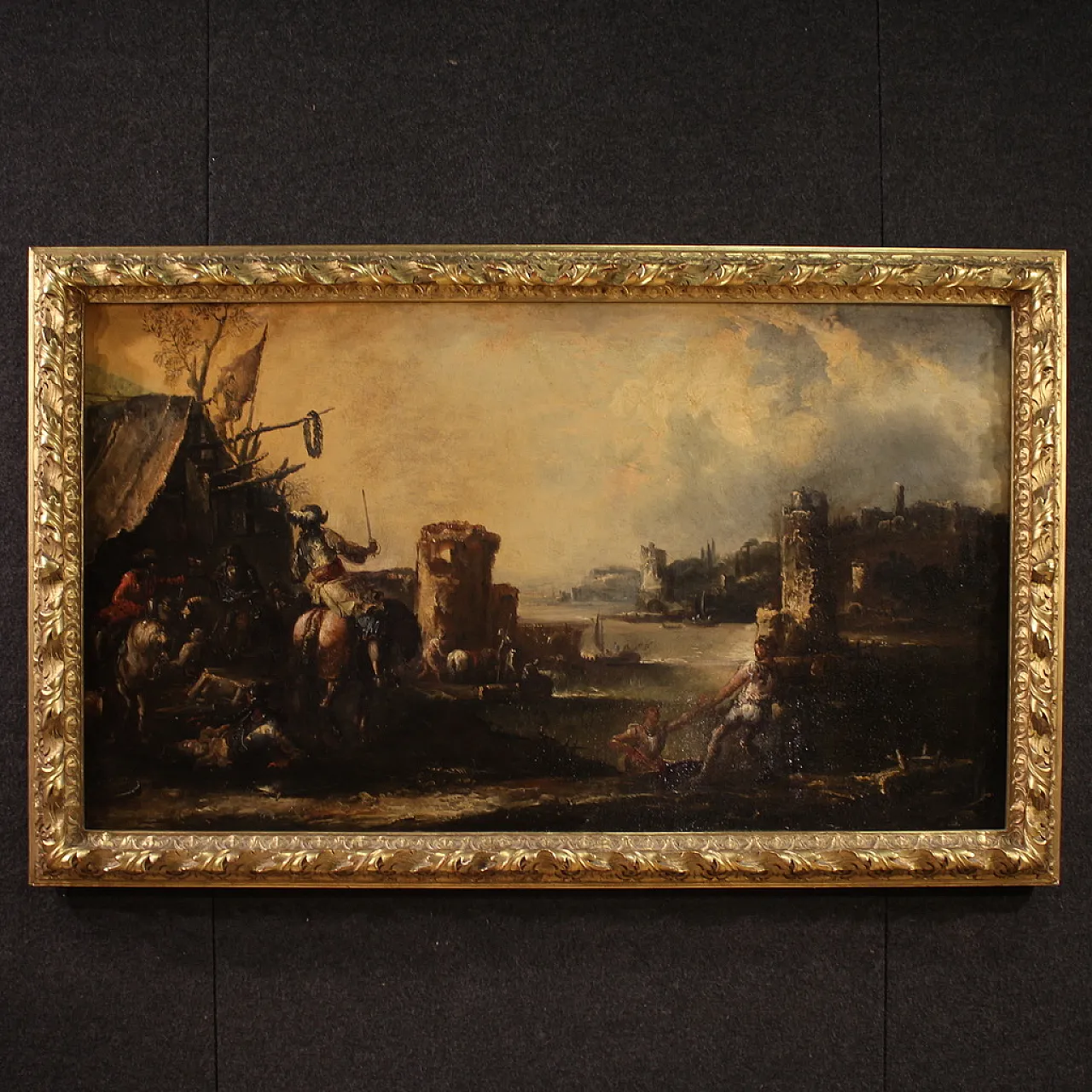 Landscape painting with knights, 18th century 1