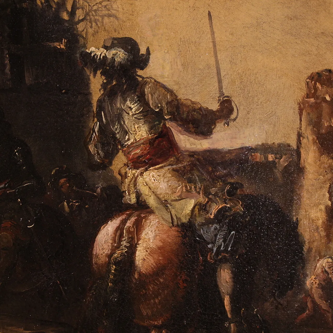 Landscape painting with knights, 18th century 5