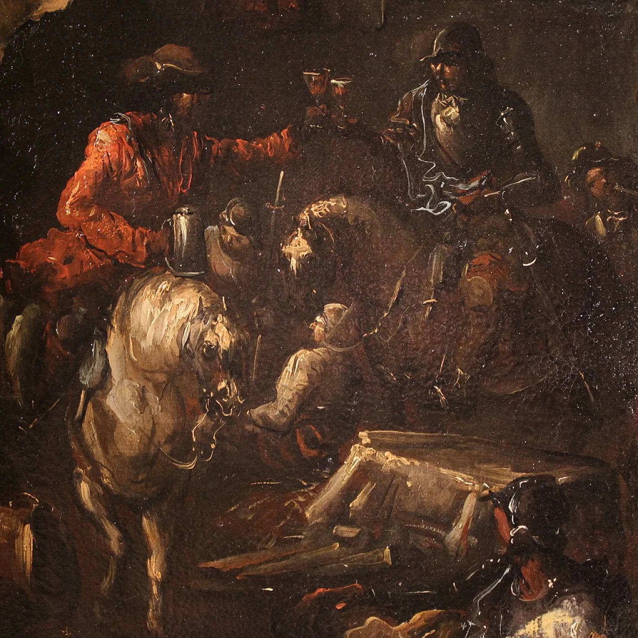 Landscape painting with knights, 18th century 6