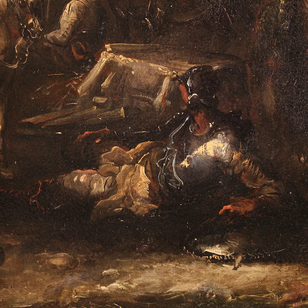 Landscape painting with knights, 18th century 8