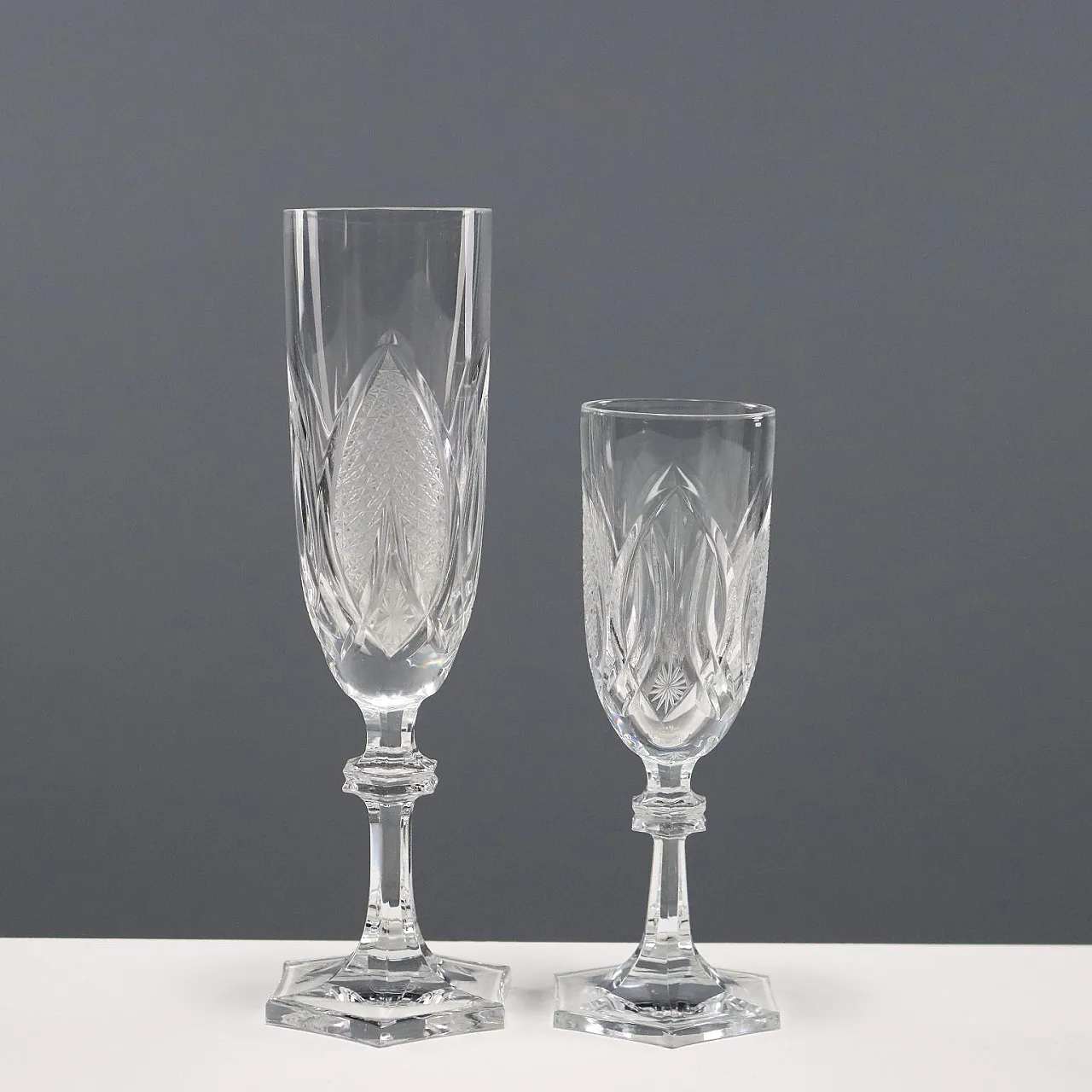 Servizio di vetreria in cristallo al piombo molato a mano, '900 10