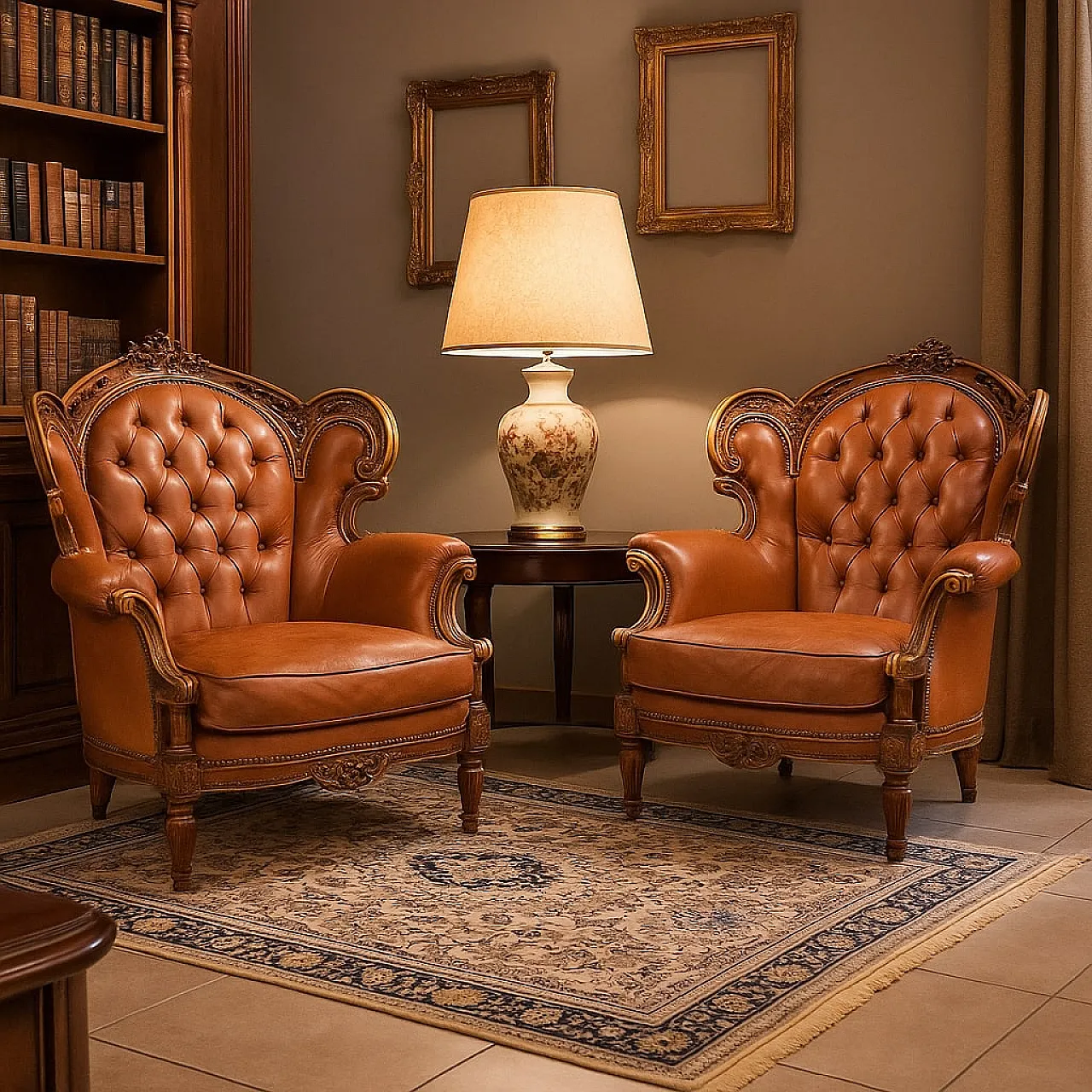 Coppia di poltrone in noce in stile neoclassico, '900 2