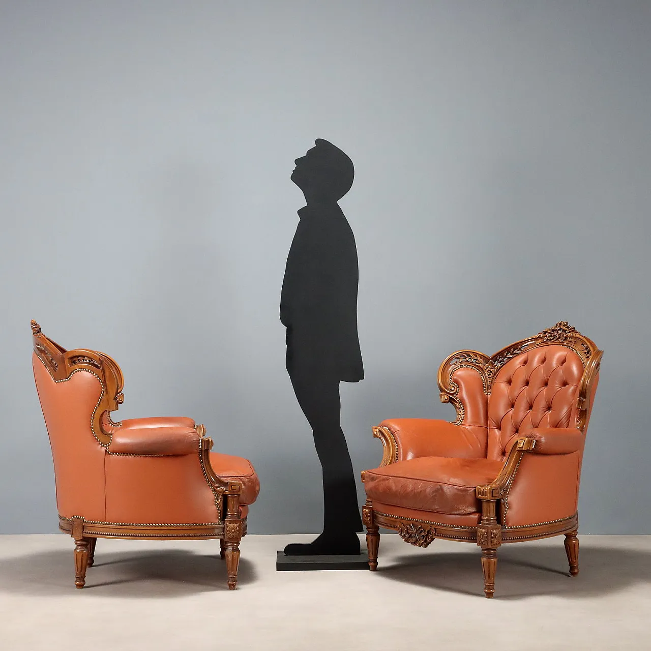 Coppia di poltrone in noce in stile neoclassico, '900 3