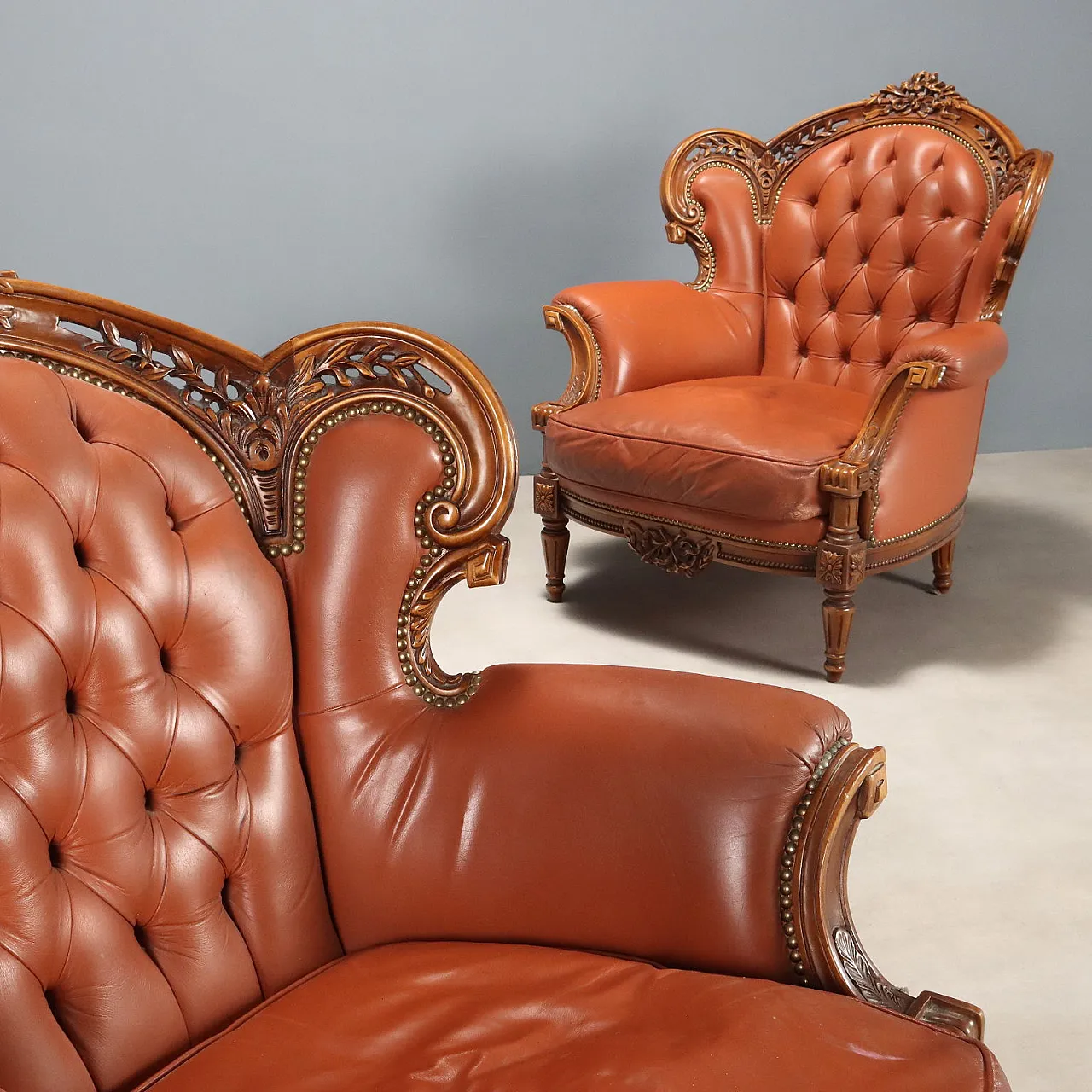 Coppia di poltrone in noce in stile neoclassico, '900 4