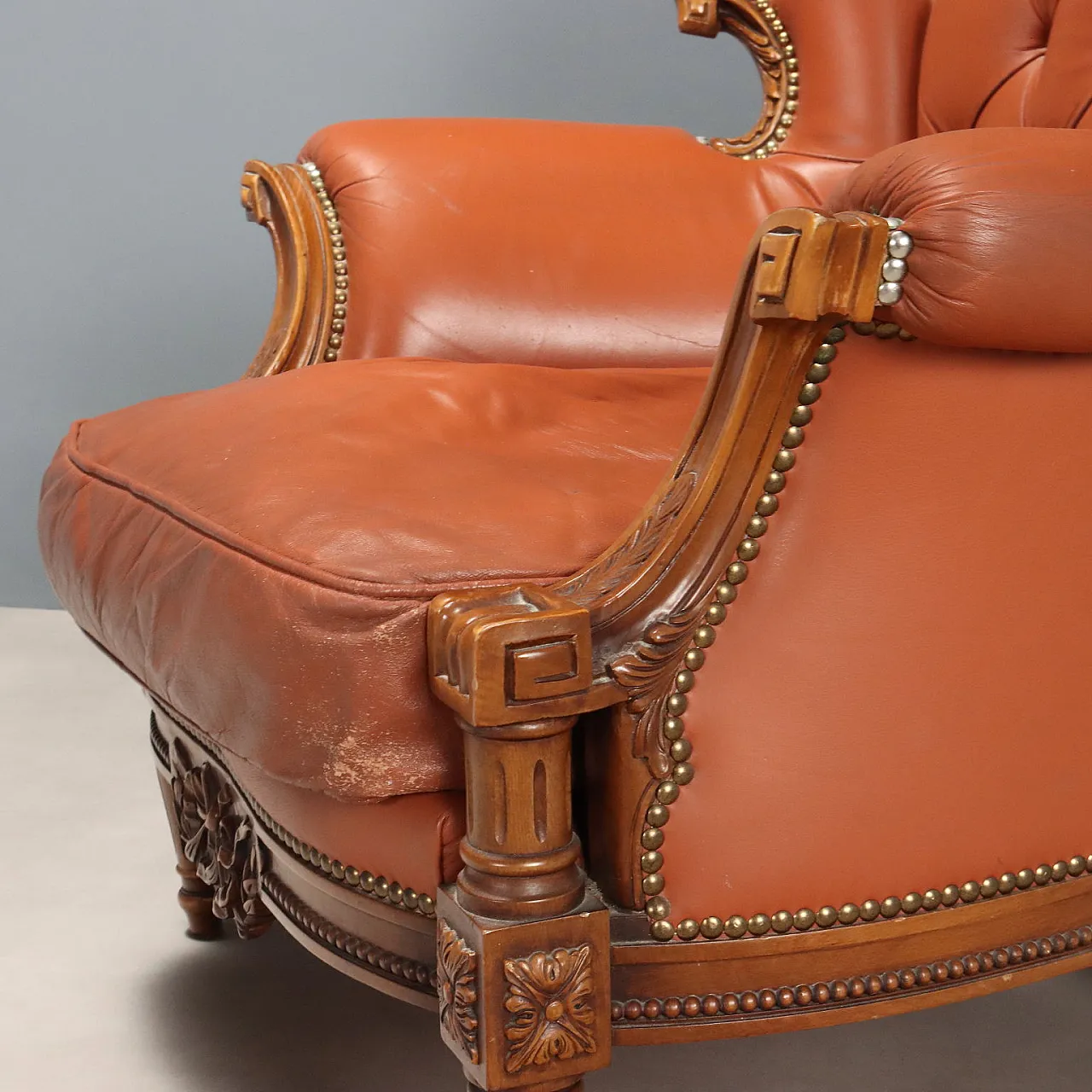 Coppia di poltrone in noce in stile neoclassico, '900 7