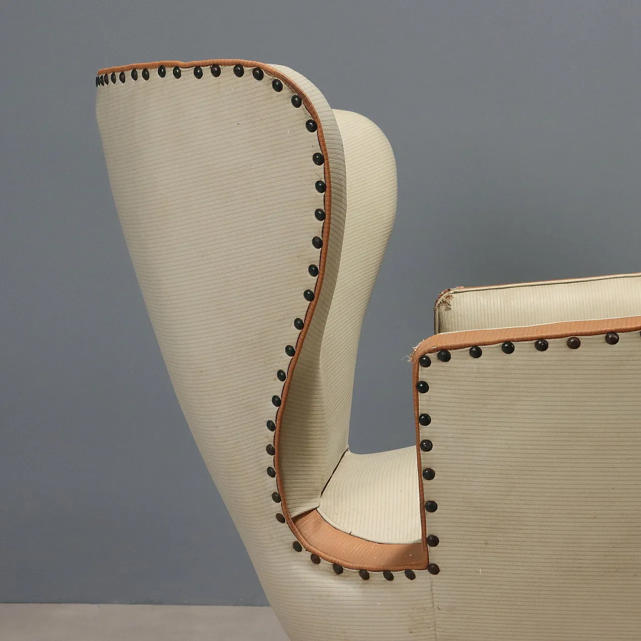 Pair of vinyl and wooden armchairs, 20th century 5
