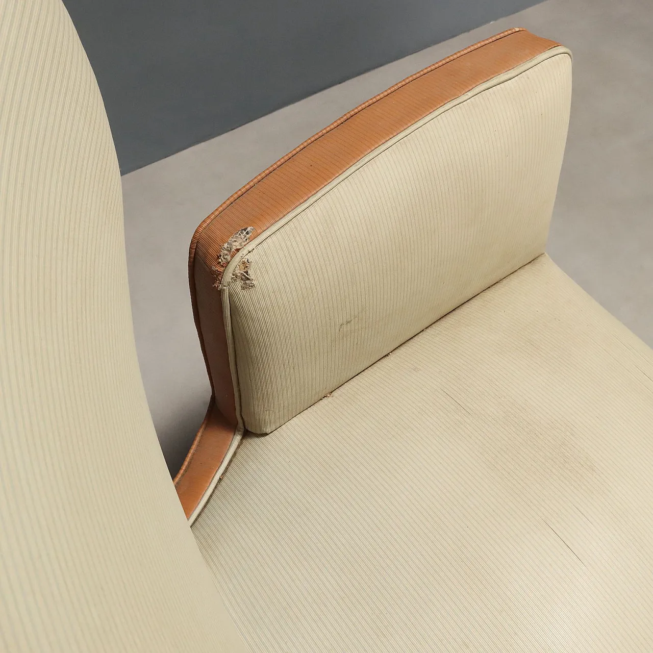 Pair of vinyl and wooden armchairs, 20th century 10