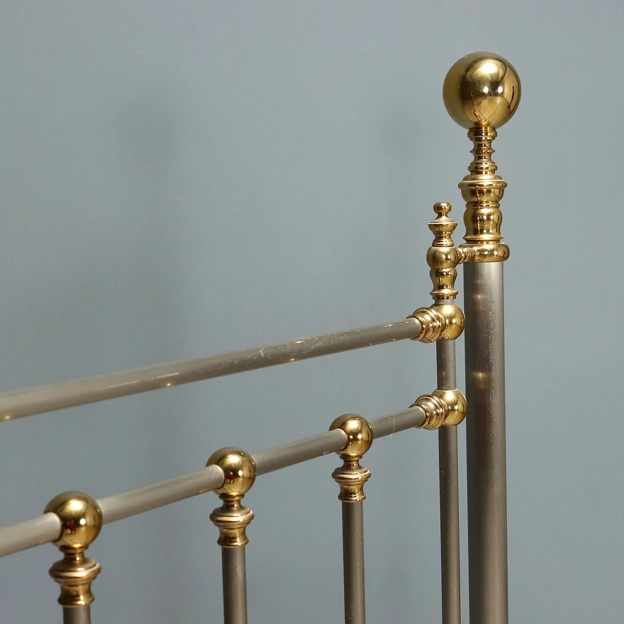 Letto matrimoniale in ottone lucido alternato, '900 5