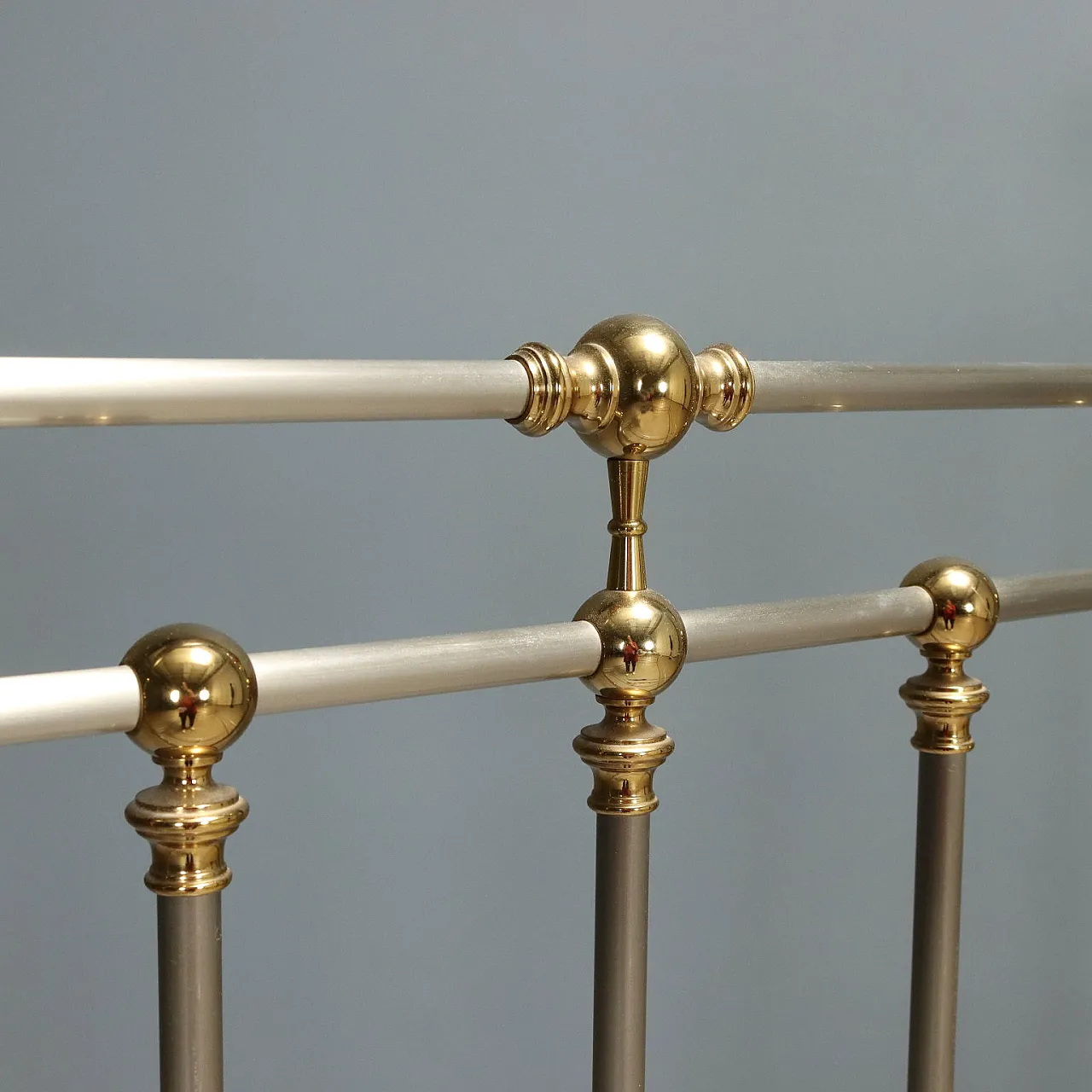 Letto matrimoniale in ottone lucido alternato, '900 6