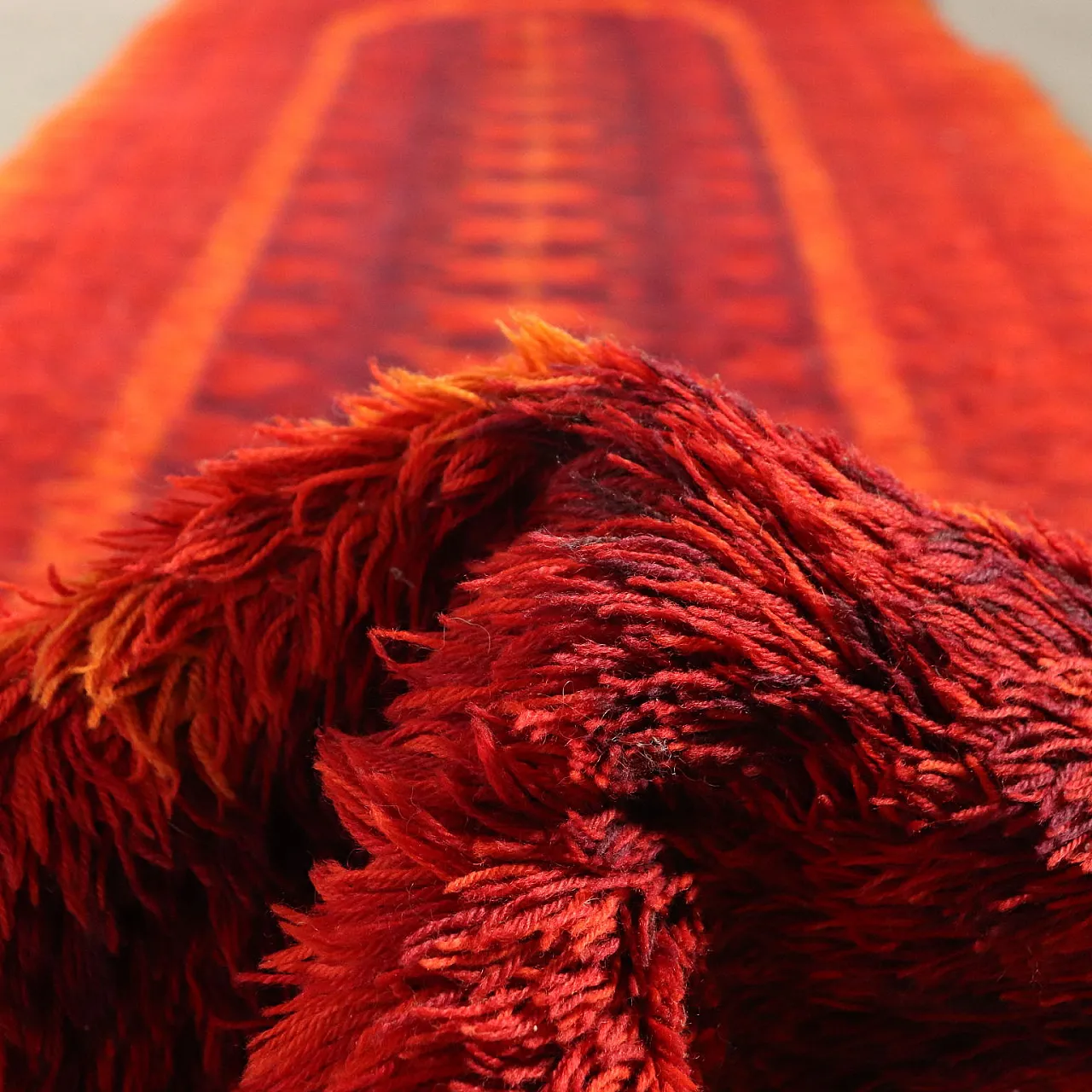 Red wool blend long-pile rug 9
