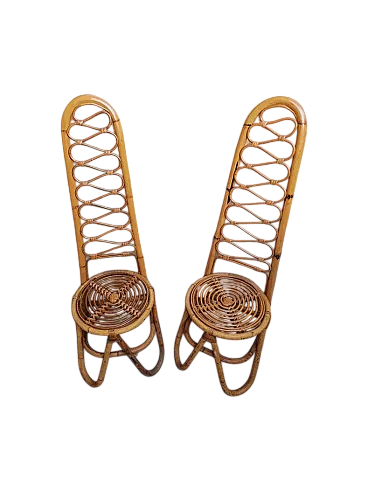 Coppia di sedie in bambù con schienale alto, Bonacina anni '60