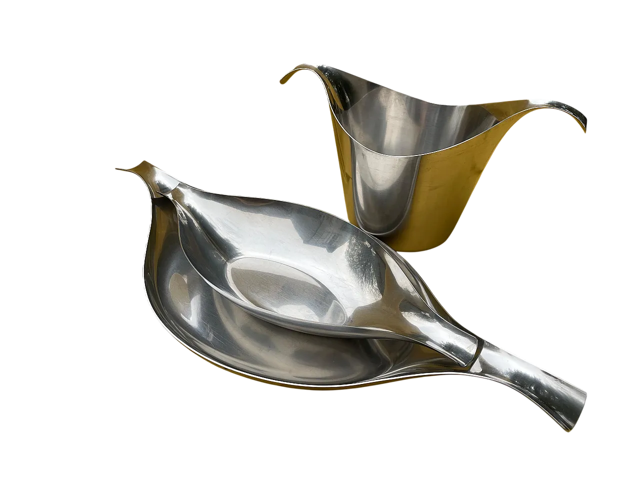 Sambonet set 3 stoviglie in acciaio inox, 70s 8