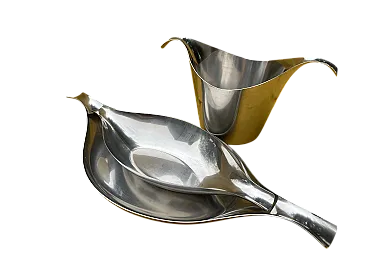 Sambonet set 3 stoviglie in acciaio inox, 70s