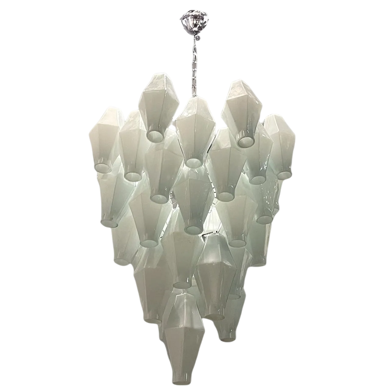 Lampadario in vetro di Murano bianco, anni '70 11