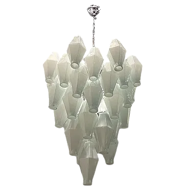 Lampadario in vetro di Murano bianco, anni '70