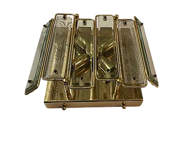 Lampada ad incasso in ottone e vetro, anni '70