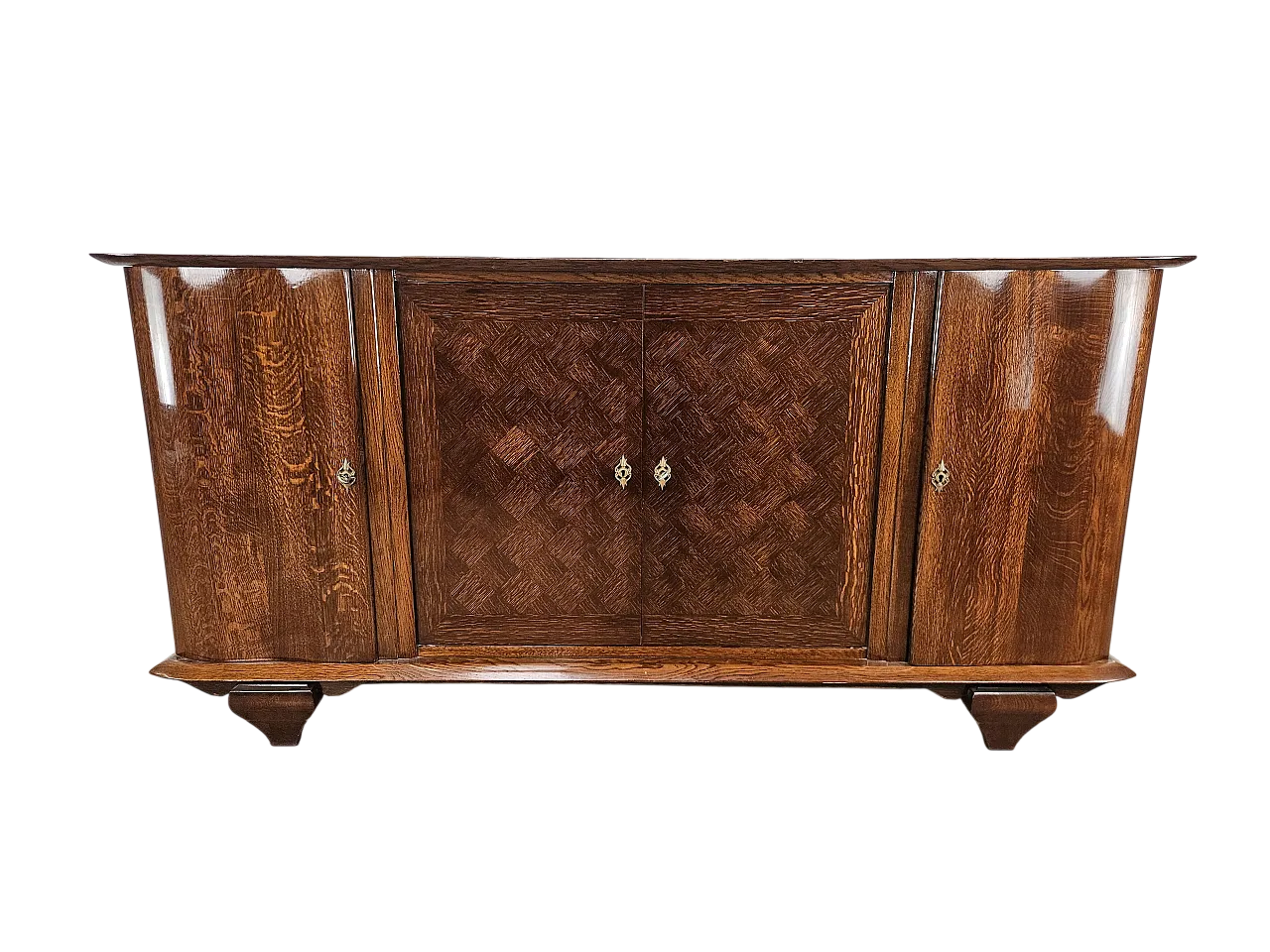 Credenza Art Decò in quercia con ripiano in marmo, anni '50 22
