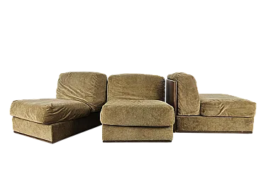 3 poltrone lounge in stoffa, anni '70