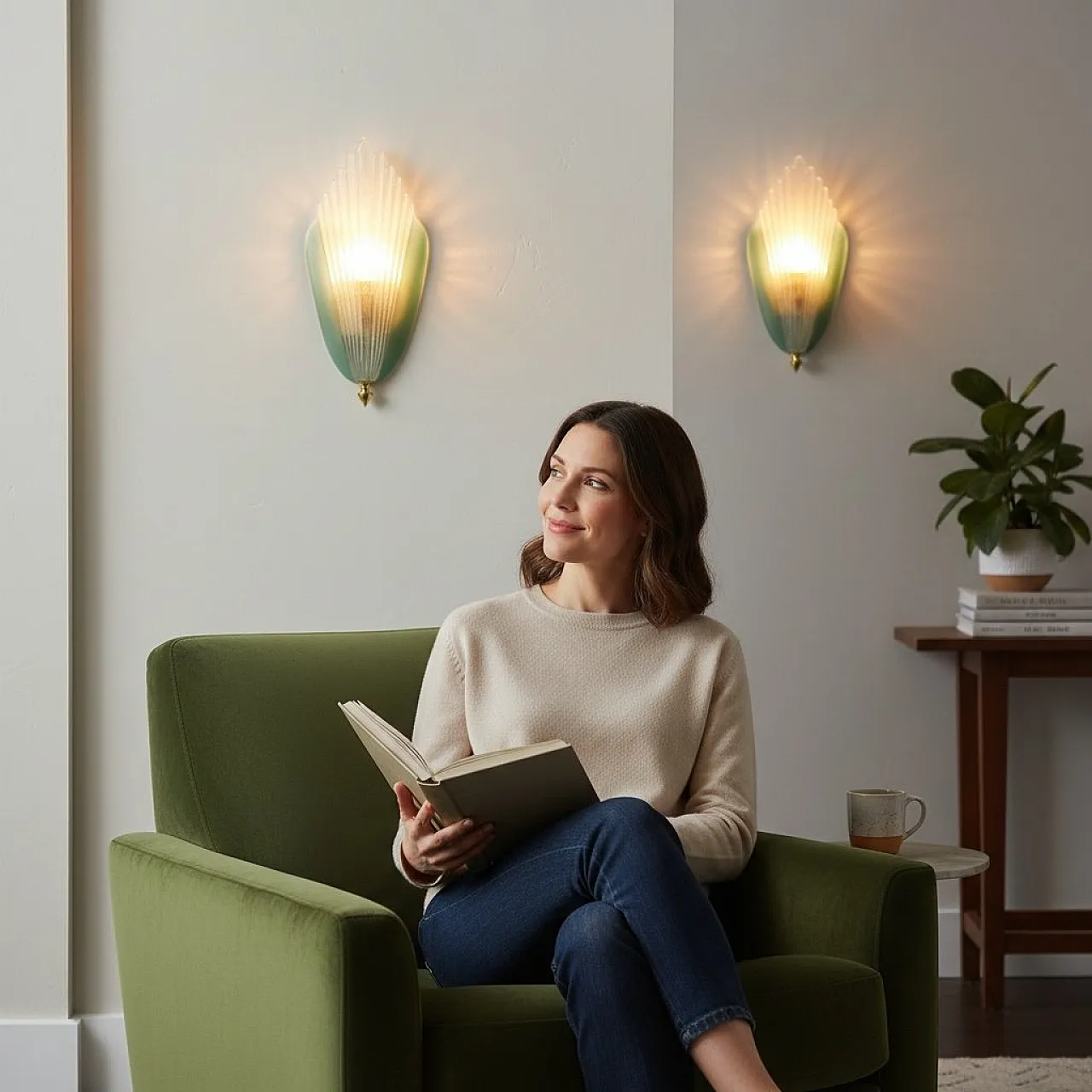 Pair of  Art Deco Murano glass sconces, 1970s 6