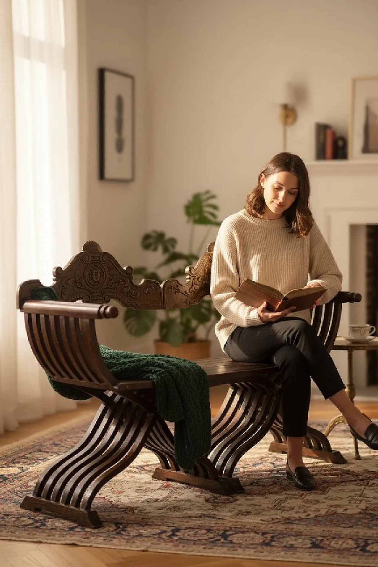Renaissance revival bench in carved wood, late 19th century 12