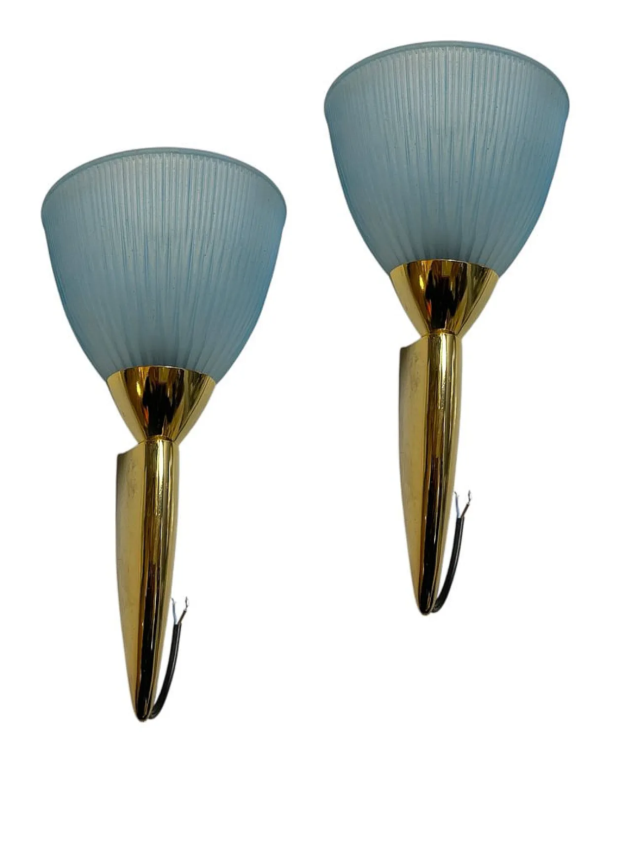 Pair of Murano glass and brass wall lights, 1970s 1