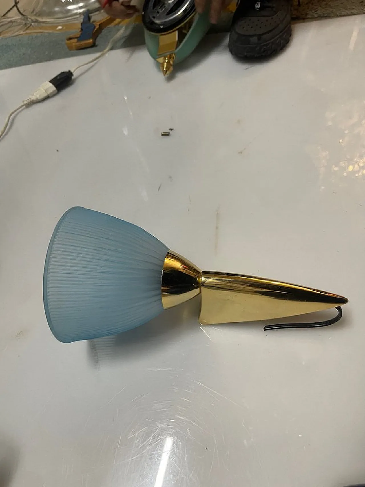 Pair of Murano glass and brass wall lights, 1970s 5