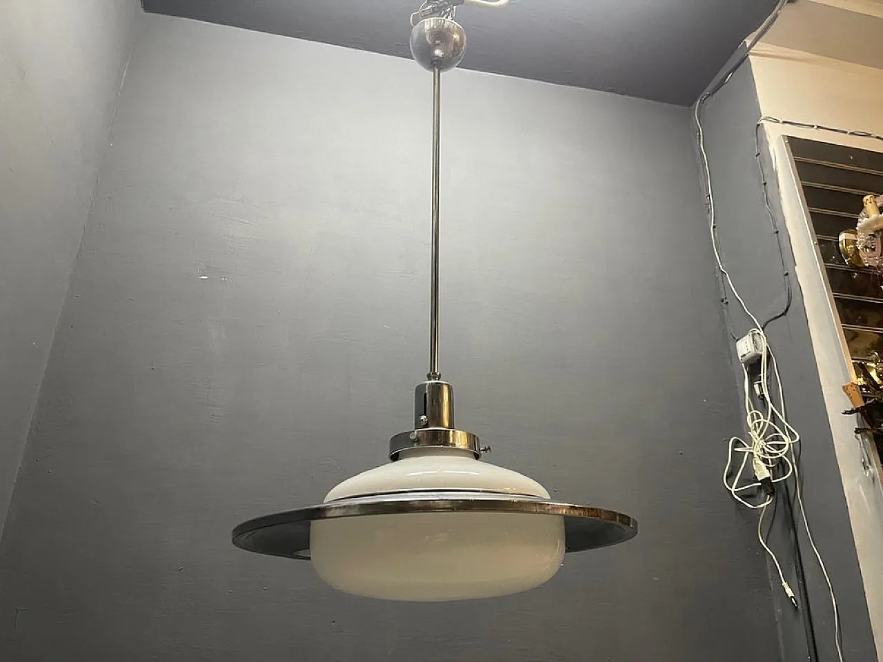 Space Age lamp in chromed metal, Gino Sarfatti style, 1950s 3